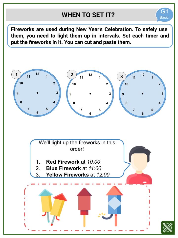 Draw the Clock (New Year's Eve Themed) Worksheets