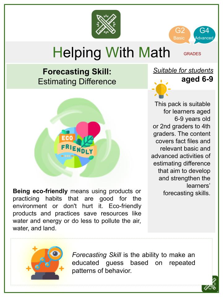 Estimating Difference (Eco-Friendly Themed) Math Worksheets
