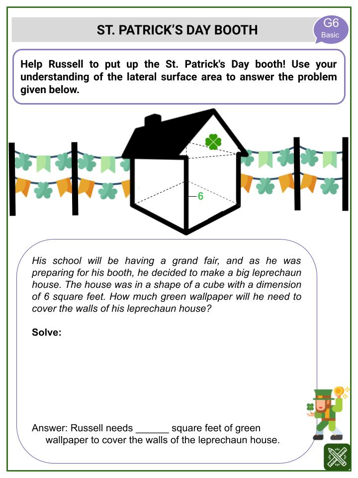 Lateral Surface Area (St. Patrick's Day themed) Worksheets