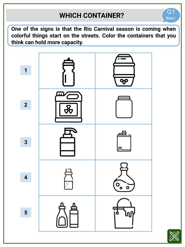 Measures of Capacity (Rio Carnival Themed) Worksheets