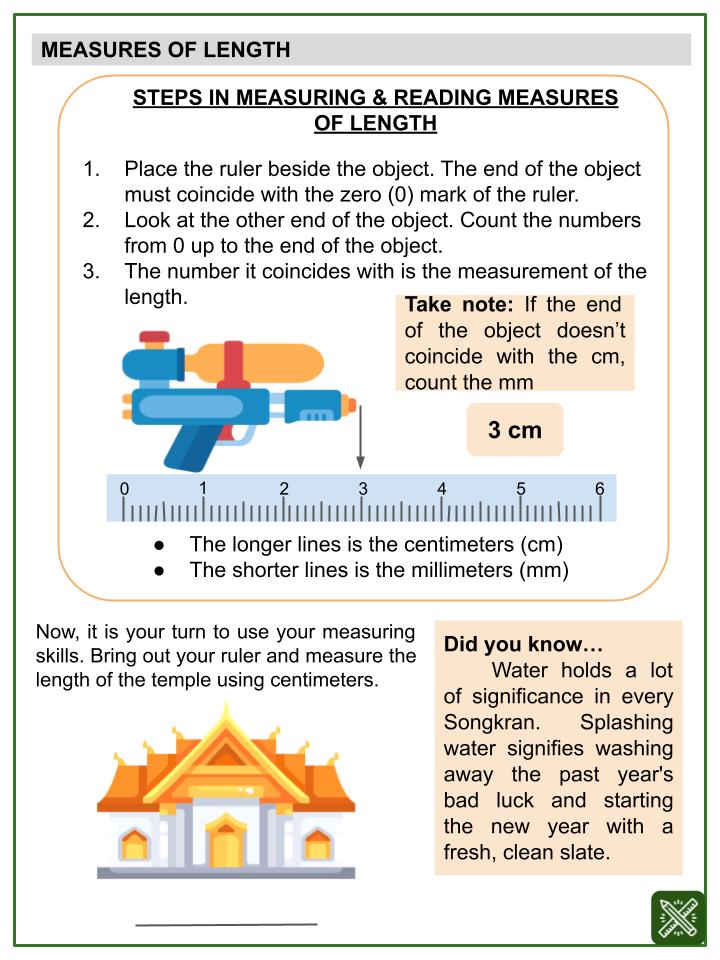 Measures of Length using Standard Units (Songkran Festival Themed) Worksheets