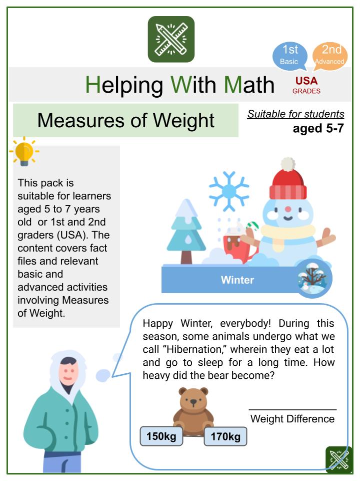 Measures of Weight (Winter Themed) Worksheets