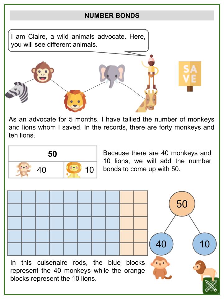 Number Bonds_ Word Problems (World Animal Day Themed) Worksheets