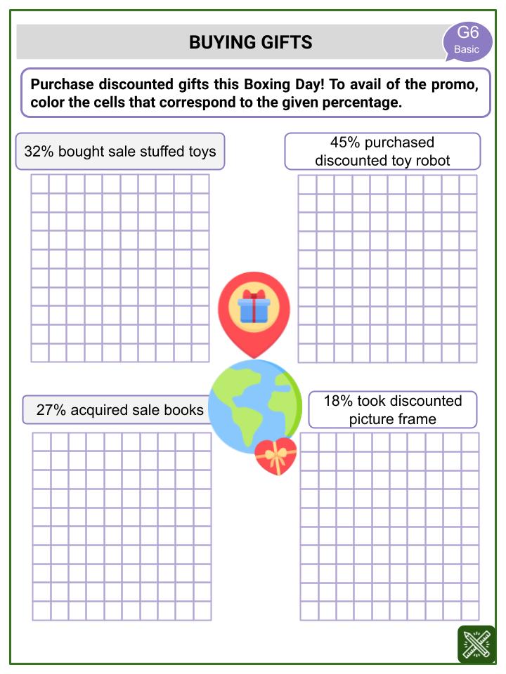 Percentage (Boxing Day Themed) Worksheets