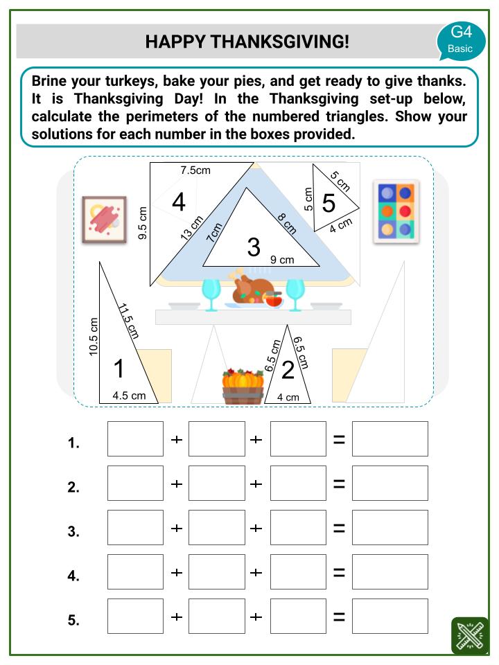 Perimeter of a Triangle (Thanksgiving Themed)