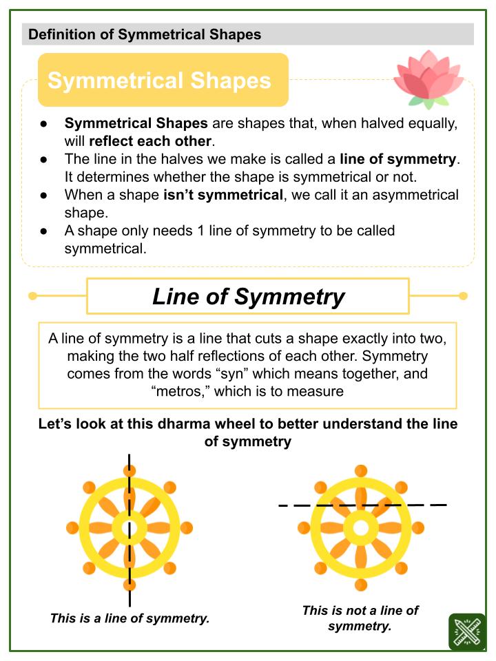 Symmetrical Shapes (Bodhi Day Themed) Worksheets