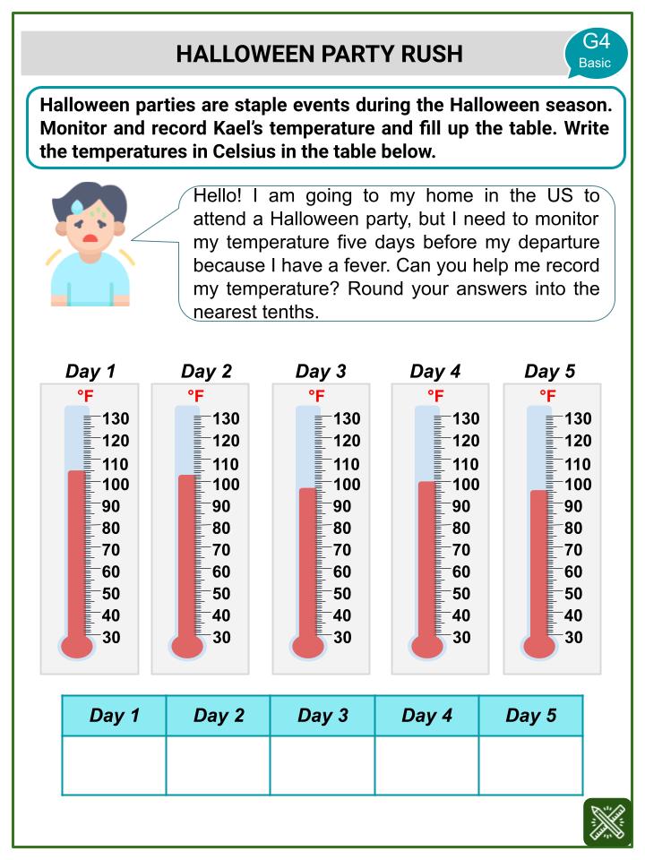 Thermometer (Halloween Themed) Worksheets