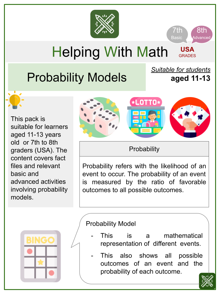 Probability Models (Christmas Day Themed) Math Worksheets